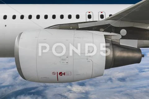 Detail of jet engine inflight Stock Photos