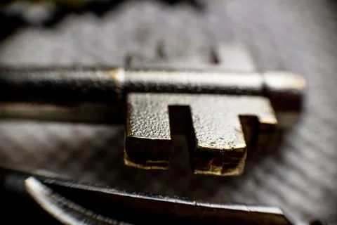 Detail of a key. macro Stock Photos