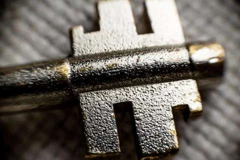 Detail of a key. macro Foto stock