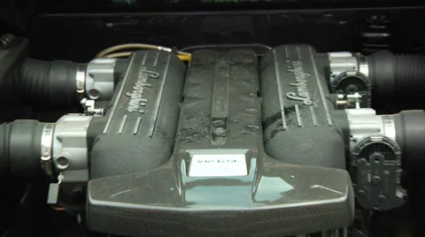 Detail of Lamborghini engine Stock Footage 36176331