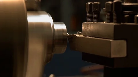 Detail of a lathe at work Stock Footage 125949183