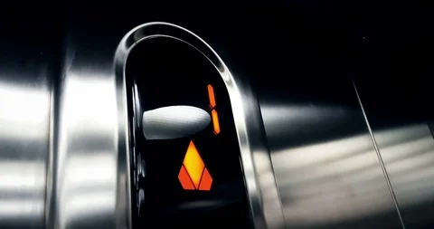 Detail of led number of elevator that go up from first to second floor Stock Footage 103182340