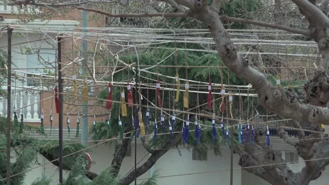 Detail a lot of petards, before exploding in the mascleta, 4K Stock Footage 172195285