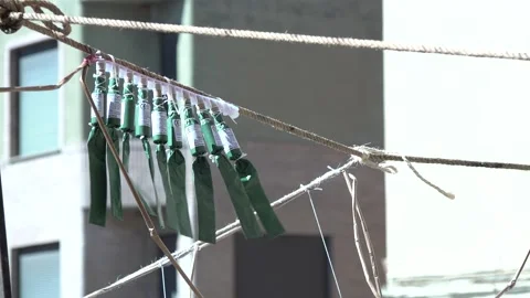 Detail a lot of petards, before exploding in the mascleta, 4K Stock Footage 198492540