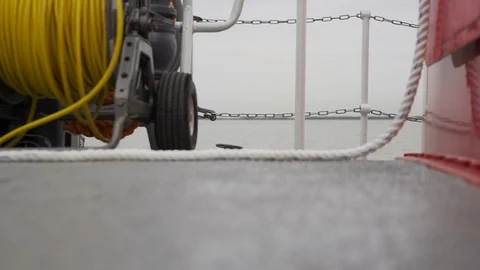 Detail of main deck of a small boat Stockbeeldmateriaal 73131853