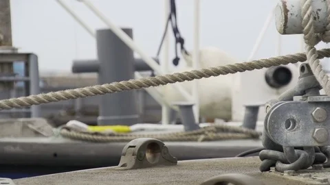 Detail of main deck of a small boat Stockbeeldmateriaal 73133881