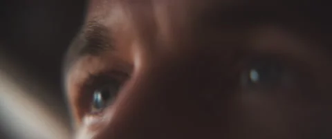 Detail of a man's blue eye blinking Video stock 202249086
