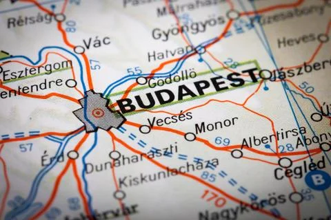 Detail of a map, Budapest Stock Photos