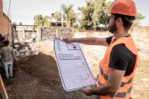 Detail of men working in construction Stock-Fotos