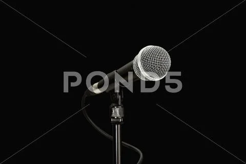 Detail Of A Microphone On A Stand