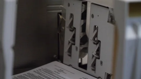 Detail of a modern digital printer of a copy center Stock Footage 102953362