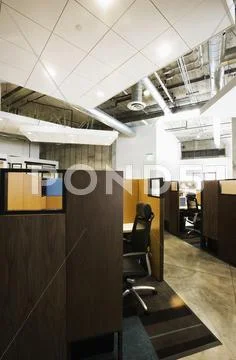 Detail of modern office space with cubicles Stock Photos