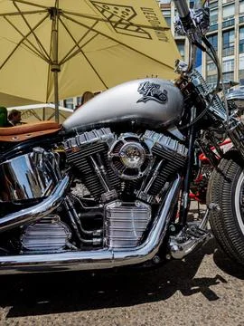 Detail of motorcycle with chrome elements Foto stock