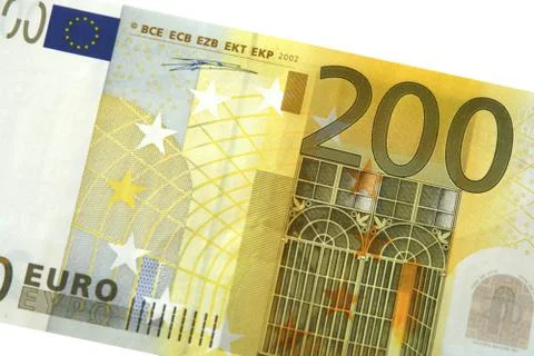 Detail of a note of two hundred Stock Photos