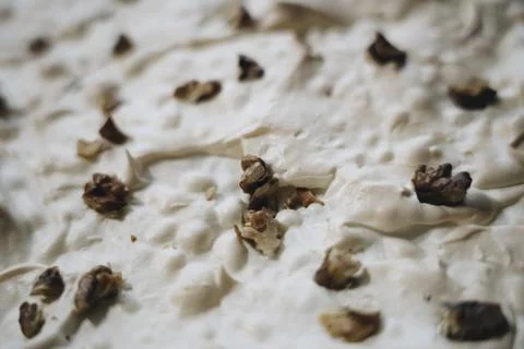 Detail of nuts on a cake Foto stock