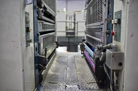 Detail of offset printing machine Stock Photos