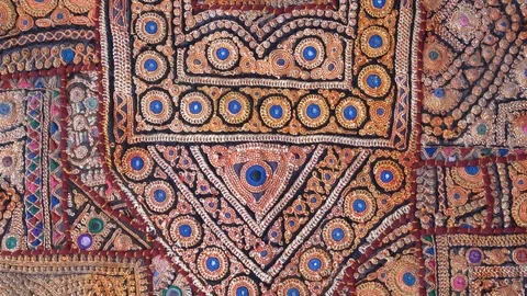 Detail old patchwork carpet. Close up Stock Footage 99127648