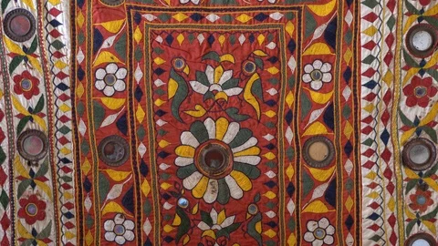 Detail old patchwork carpet. Close up Stock Footage 101312347
