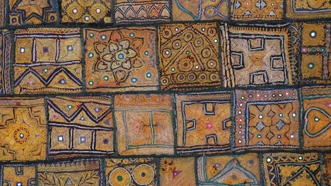 Detail old patchwork carpet. Close up Stock Footage 106923357