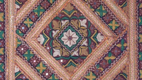 Detail old patchwork carpet. Close up Stock Footage 114104063