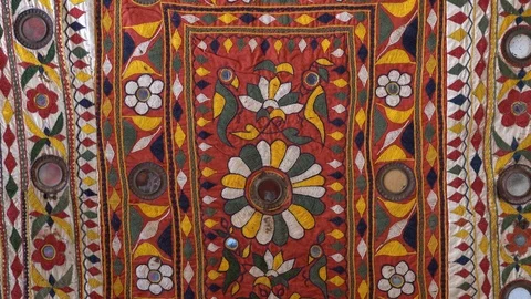 Detail old patchwork carpet. Close up Stock Footage 114137235