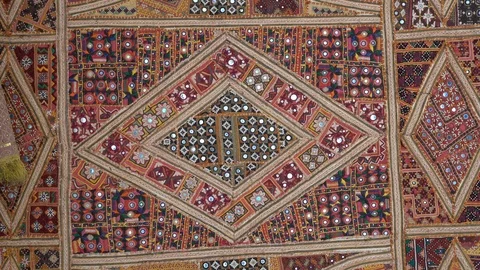 Detail old patchwork carpet. Close up Stock Footage 115894836