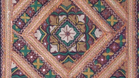 Detail old patchwork carpet. Close up Stock Footage 116159446