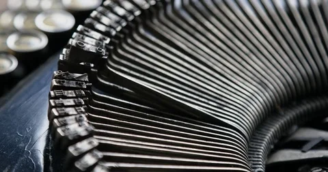 Detail of an old typewriter, machine of the 30s Stock Footage 75084633