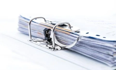 Detail of open folder filled with documents. Symbol of business or bureauc... 스톡 사진