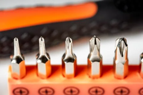 Detail of Phillips precision screwdriver bits Фото