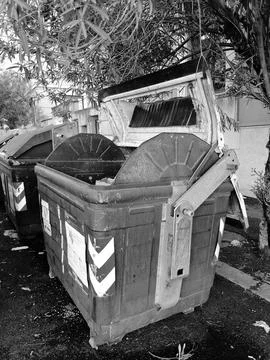 Detail of a public garbage bin Stock Photos