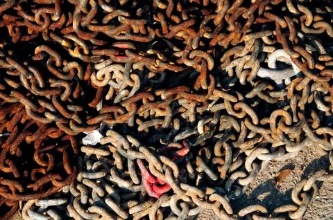 Detail of rusty chains Stock Photos