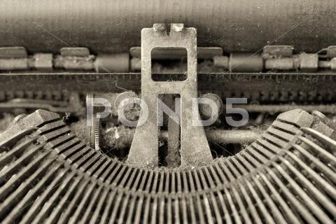 Detail Of A An Rusty Old Typewriter Mechanism Monochrome Stock Photos