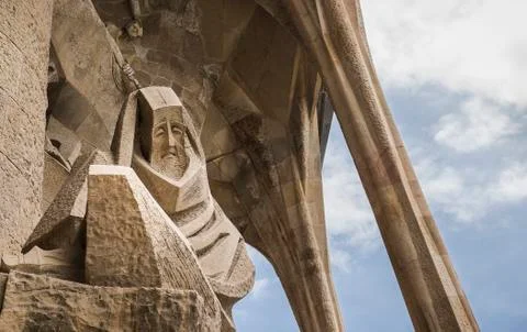 Detail of Sagrada Familia Church by Antonio Gaudi Stock Photos