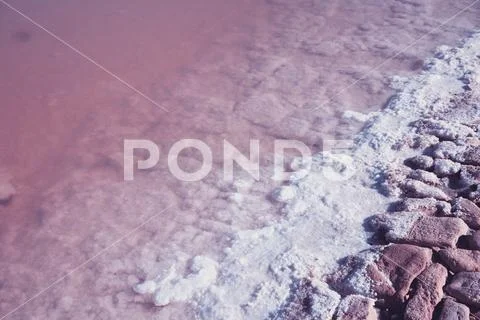 Detail of salt basin pools in Guadalajara, SPAIN. Stock Photos