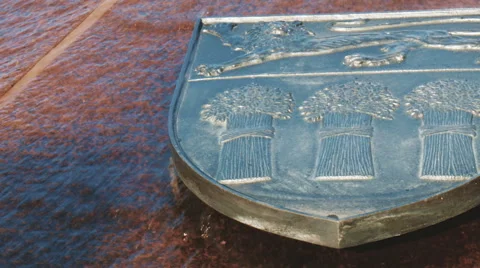 Detail of Saskatchewan emblem, Centennial Flame, Parliament Hill. Ottawa, Canada 스톡 동영상 65404626