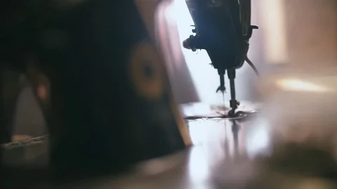 Detail of sewing machine close-up Stock Footage 71798614