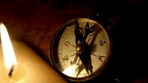 Detail shot of a compass. Simple navigation tools to orient in the world. Stock Footage 257872182