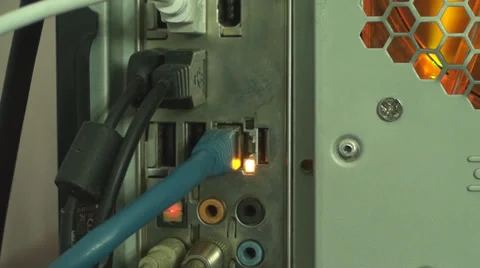 Detail Shot Of A Internet Cable Plugged In A PC Stock Footage 33729097