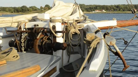 Detail shot from old wooden boat Stock Footage