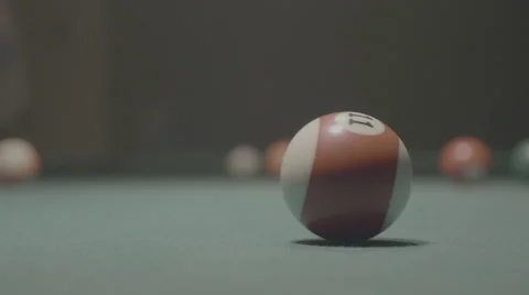 Detail shot of pool billiard balls colliding - shot 22 - FLAT Video stock 63843418