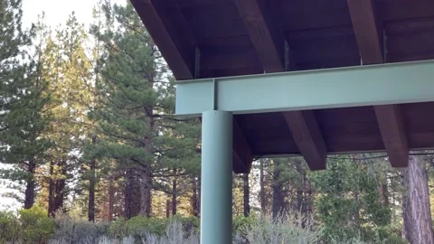 Detail shot of structure at modern cabin Stock Footage 188317500