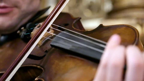 Detail Shot Violin Strings Being Played Stock Footage 110480782