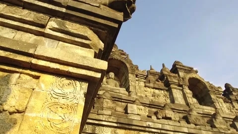Detail Shots of Borobudur Temple in Java, Indonesia Stock Footage 131151617