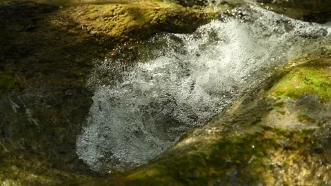 Detail of a small stream in the mountains with clear and clean water Stock Footage 211473308