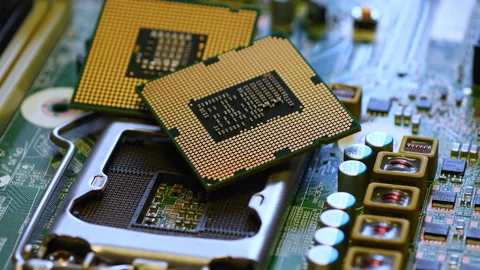 Detail of the Socket of PC Motherboard Stock Footage 158743112