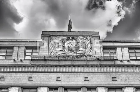 Detail of the State Duma, Parliament building of Russian Federation Stock Photos