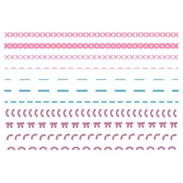 Detail stitched patterns. Sewing seams pattern. 스톡 일러스트