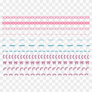 Detail stitched vector patterns. Sewing seams pattern. 스톡 일러스트