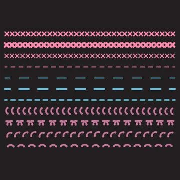 Detail stitched vector patterns. Sewing seams pattern. Stock Illustration